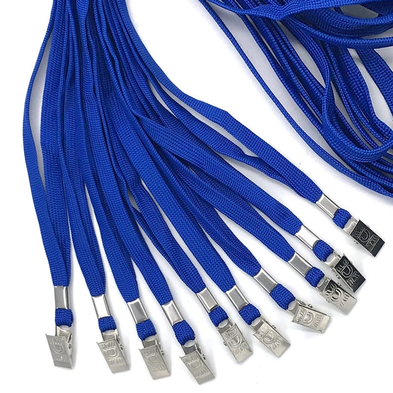 Bird FiyÂ® 50 Pcs Lanyard Bulldog Clip 32-inch Flat Braid Neck Lanyard for Id Cards/badges (Blue) - Image 5
